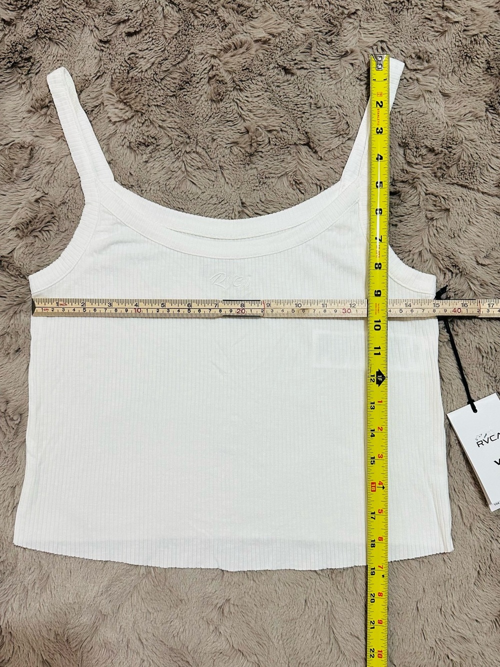 RVCA WEST SIDE WHITE RIBBED CROP LOGO TANK TOP XL NWT STREETWEAR - Picture 3 of 11
